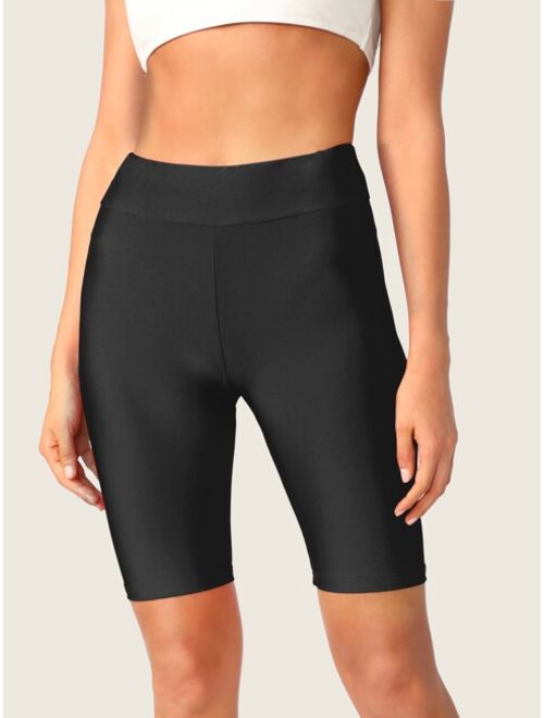 Shein Solid Wide Waistband Cycling Shorts