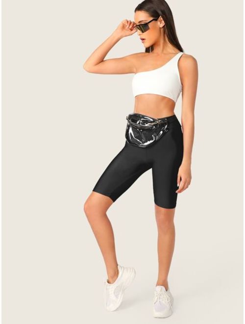 Shein Solid Wide Waistband Cycling Shorts