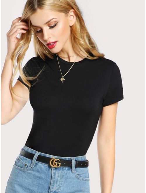Shein Solid Form Fitted T-shirt