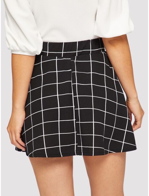 Shein Elastic Waist Grid Textured Skirt