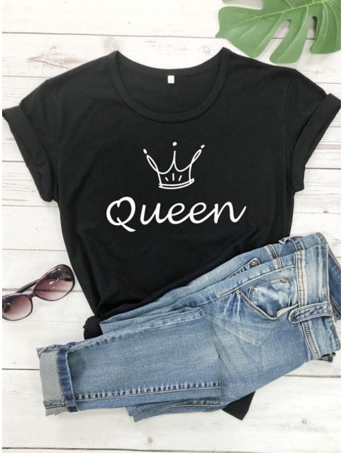Shein Crown & Letter Graphic Tee