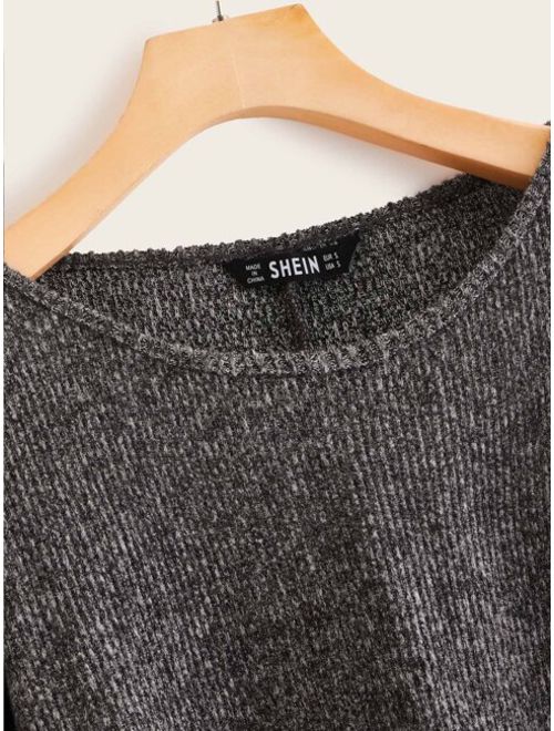 Shein Rib-knit Heather Grey Top