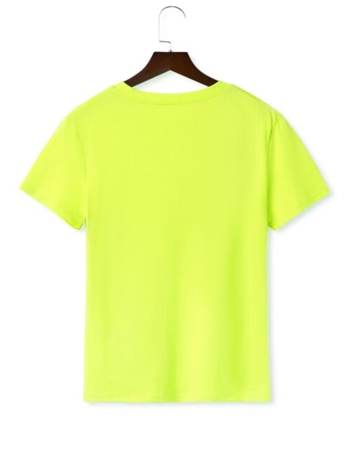 Neon Green Letter Graphic Short Sleeve Tee
