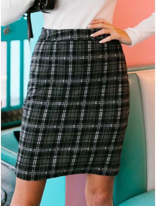 Shein Plaid Bodycon Skirt