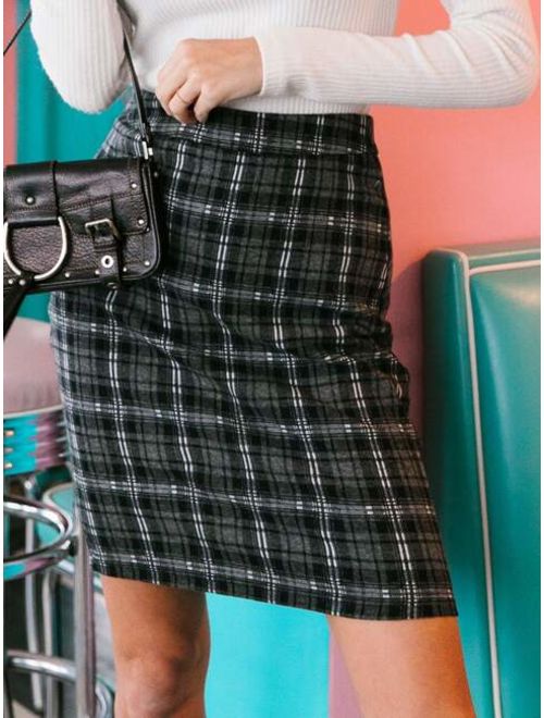 Shein Plaid Bodycon Skirt