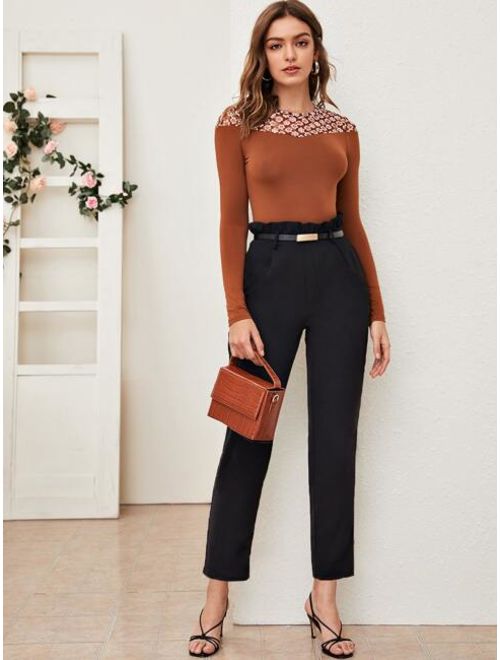 Shein Paperbag Waist Belted Tailored Pants