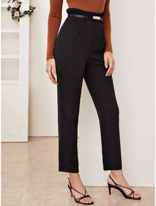 Shein Paperbag Waist Belted Tailored Pants
