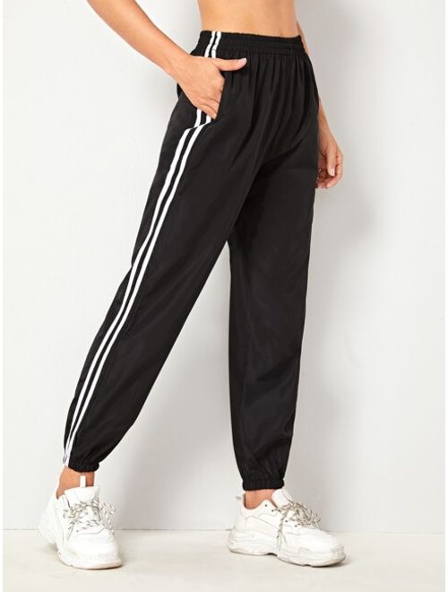 Shein Elastic Waist Side Stripe Sweatpants
