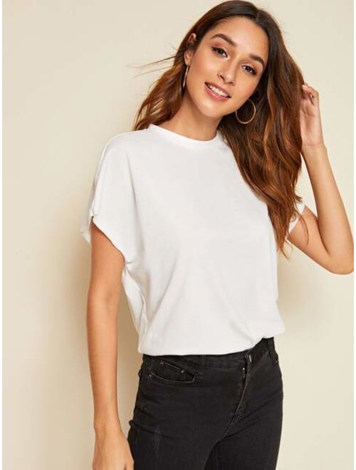 Shein Solid Batwing Sleeve Top