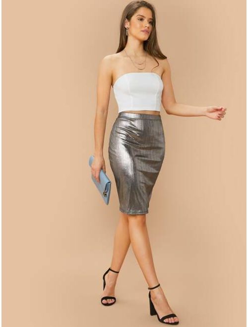 Shein High Waist Metallic Pencil Skirt