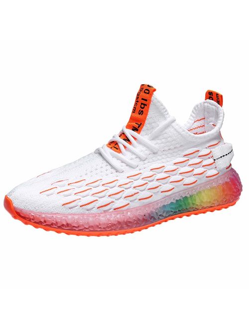 Haforever Men's Walking Shoes Running Shoe Lightweight Breathable Sport Gym Training Fashion Rainbow Soles Sneakers