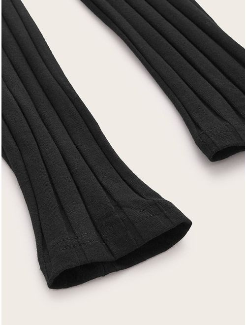 Shein Solid Rib-knit Leggings