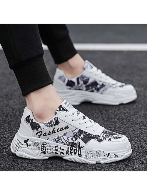 XEDUO Men's Fashion Graffiti Personality Sneakers Hip Hop Trail Running Shoes