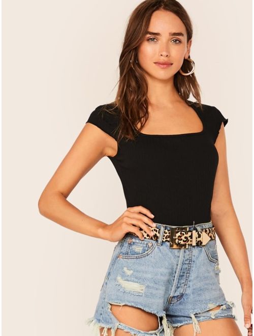 Shein Solid Form Fitted Top