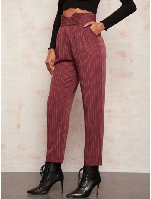 Shein V-cut Waist Striped Straight Pants