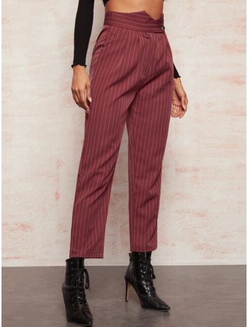 Shein V-cut Waist Striped Straight Pants
