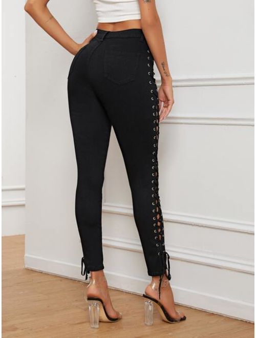 Shein Lace Up Side Jeans