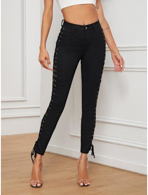 Shein Lace Up Side Jeans