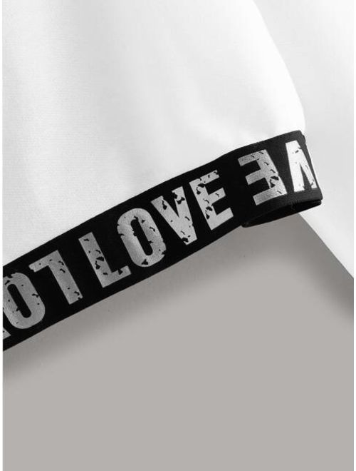 Shein Asymmetrical Neck Letter Tape Sweatshirt