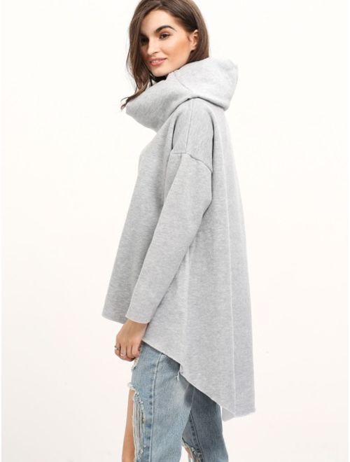 Grey Cowl Neck Long Sleeve Loose Sweatshirt