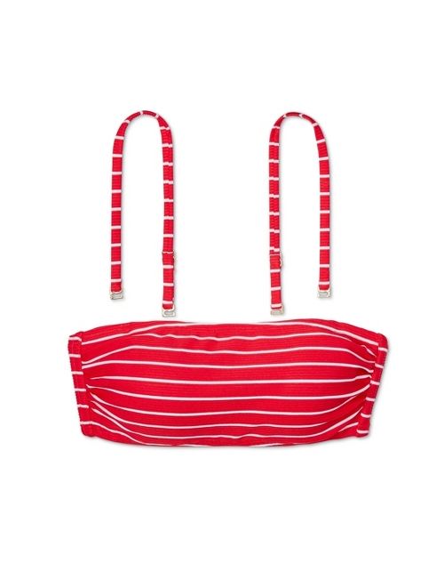 Women's Ribbed Bandeau Bikini Top - Kona Sol Red Stripe