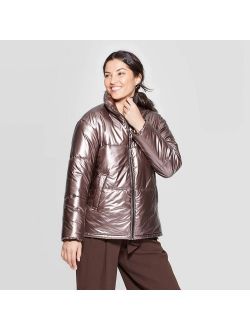Women's Metallic Puffer Jacket - A New Day™ Rose