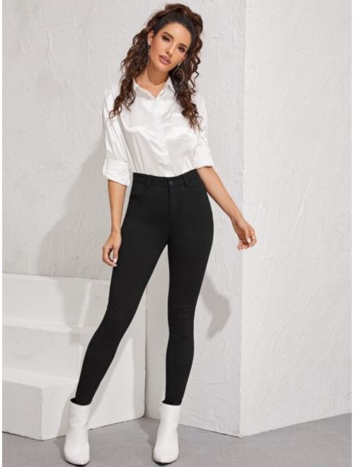 Black Wash Button Fly Skinny Jeans