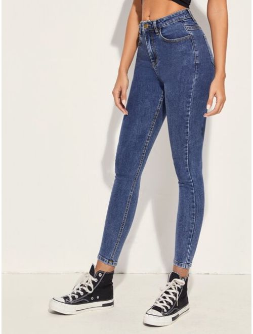 Shein Button Front Skinny Jeans