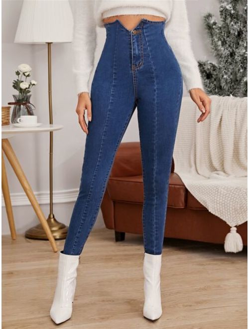 Notched High Waist Jeggings