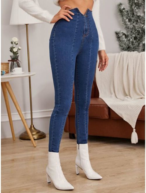 Notched High Waist Jeggings