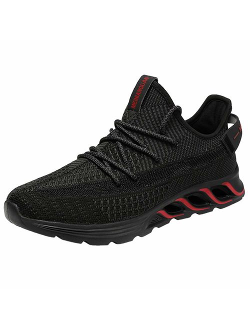 YOcheerful Men's Shoes Casual Breathable Mesh Comfortable Running Shoes Lightweight Lace-up Sneakers
