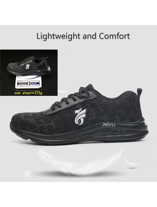 Steel Toe Shoes Men, Breathable Lightweight Industrial & Constructions Work Safety Shoes, Puncture Proof Slip Resistant Sneakers for Women