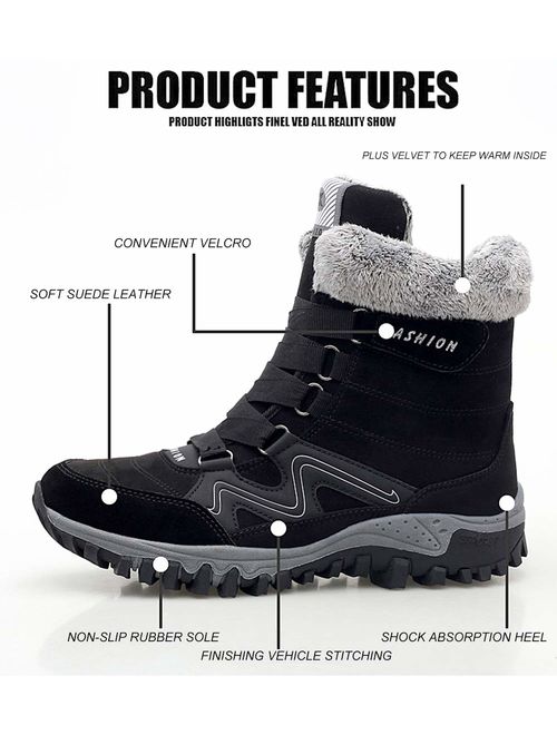 TQGOLD Man's Women's Cotton Shoes Winter Plus Velvet Shoes Warm High Top Snow Boots