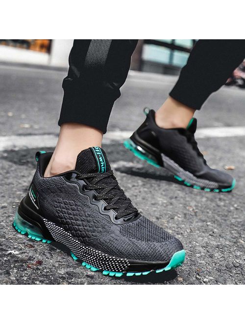 TQGOLD Men's Lightweight Athletic Running Shoes Air Cushion Sneakers Breathable Fitness Sport Gym Jogging Walking ShoesGrayGreen42