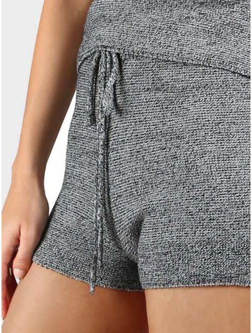 Sweater Knit Drawstring Shorts HEATHER GRAY