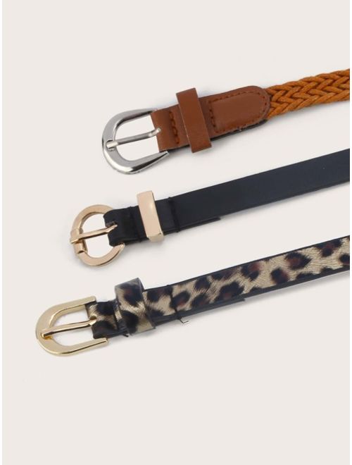 3pcs Leopard Pattern Metal Buckle Belts
