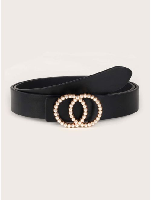 Faux Pearl Beaded Double O-ring Belt