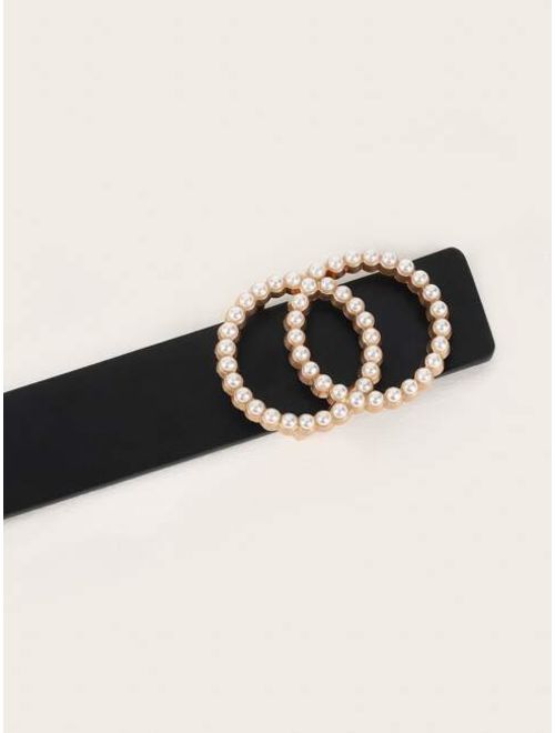 Faux Pearl Beaded Double O-ring Belt