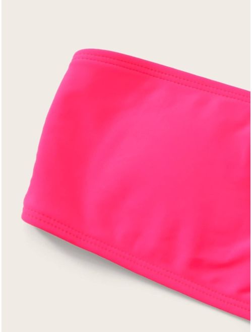Neon Pink Bandeau Bikini Set
