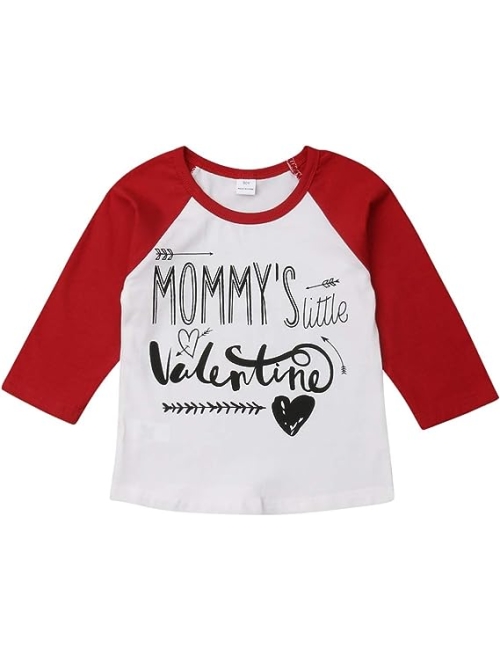 BULINGNA Baby Boys Matching Siblings Shirt, Mommy's Little Valentine Bodysuit and T-Shirt, Baby Valentines Shirt for 0-5T
