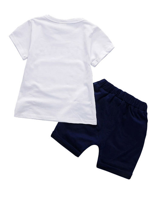 Esho Toddler Kids Baby Boy Outfits Casual Cartoon T Shirt Pant Clothes Set