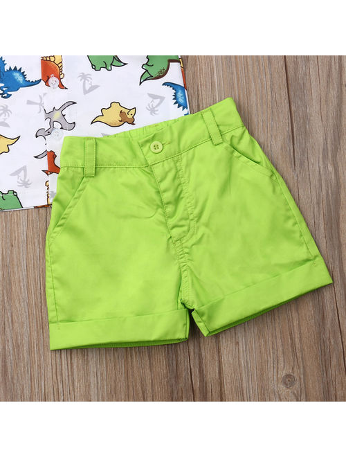 Toddler Kids Baby Boys Summer Clothes T-shirt Tops+Shorts Pants Outfit 2pcs Set Green 18-24 Months