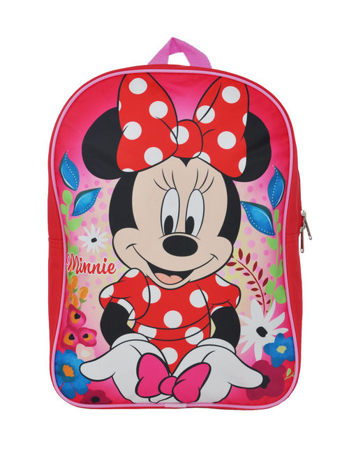 Disney Minnie Mouse Backpack 15" Red Polka Dot Dress Bow