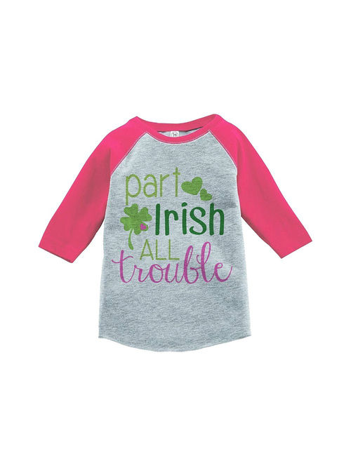 Custom Party Shop Girls' St. Patrick's Day Vintage Baseball Tee - Pink / XL Youth (18-20) T-shirt