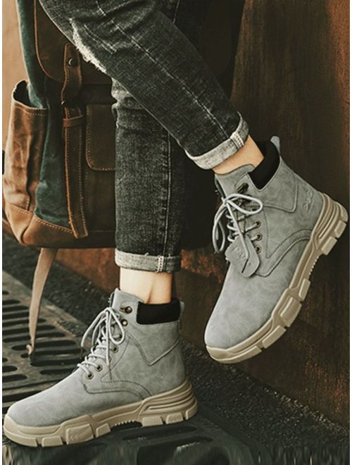 Men Lace-up Front Ankle Booties