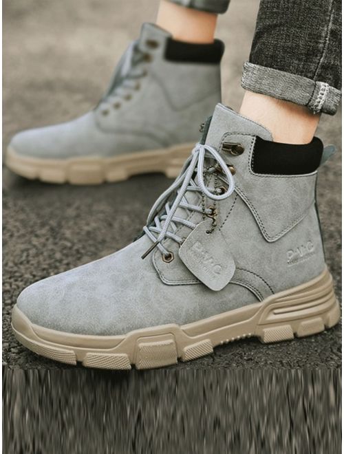 Men Lace-up Front Ankle Booties