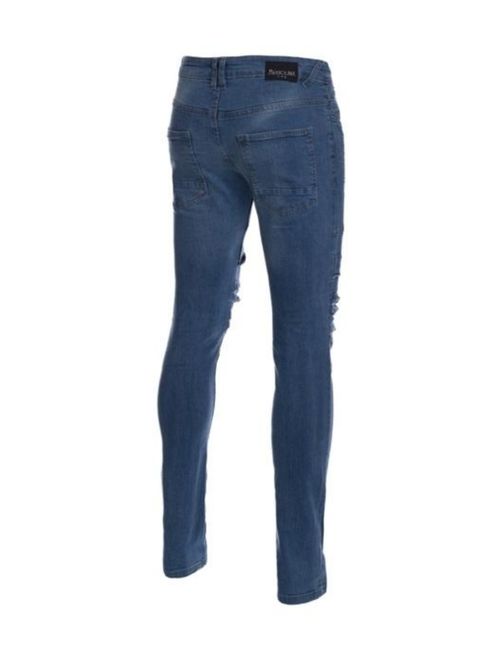 Hawks Bay Men's Moto Jeans Paneled Knees Skinny Legs Blue 34
