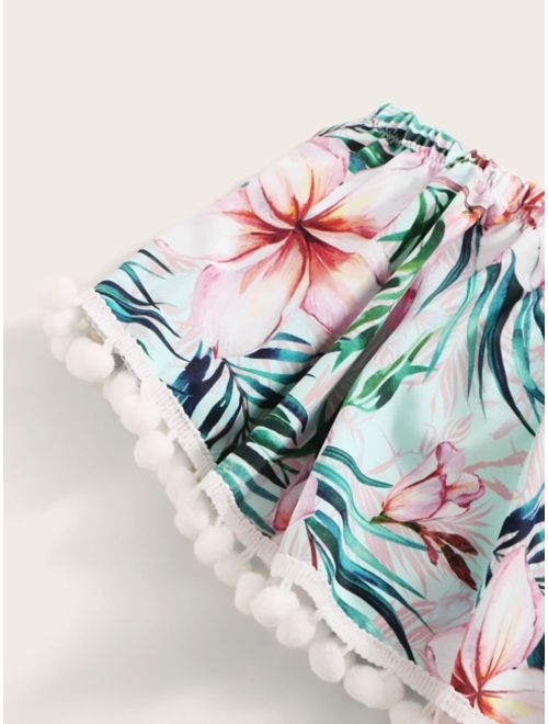 Floral Flounce Bikini Set With Shorts 3pack