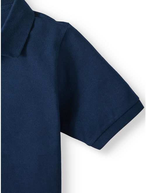 Wonder Nation Boys 4-18 School Uniform Short Sleeve Pique Polo Shirts, 4-Pack Value Bundle