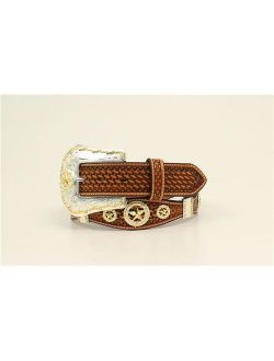 M&F Western N2480808-34 Scalloped Basket Weave CNC Stain Nocona Belts, Silver & Gold - Size 34
